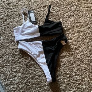 Nasty Gal black and white bikini NWT